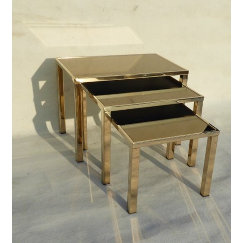 Cigogne Nesting Tables from Belgo Chrom / Dewulf Selection, 1970s, Set of 3 for sale at Pamono