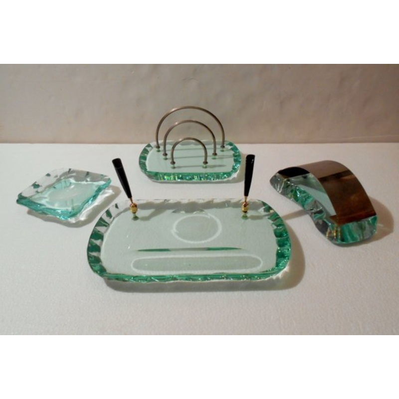 Crystal Tabletop Set by Pietro Chiesa for Fontana Arte, 1930s, Set of 4 for sale at Pamono