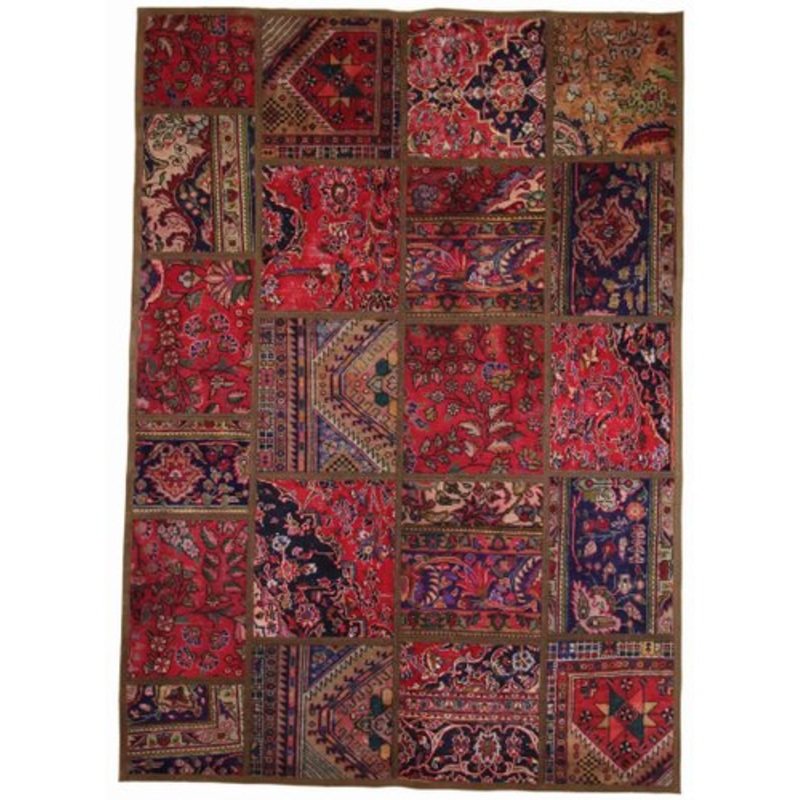 Hand-Knotted Middle Eastern Patchwork Rug Made from Old Rugs with Geometric Patterns and Natural Colors for sale at Pamono