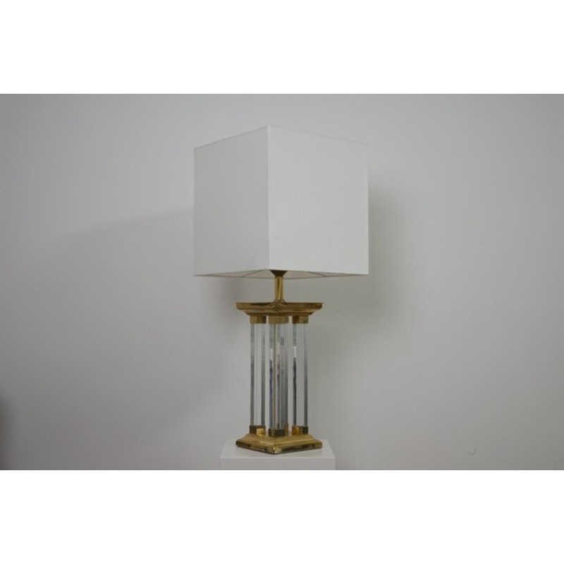 Hollywood Regency Table Lamp in Brass and Acrylic Glass, 1970s for sale at Pamono