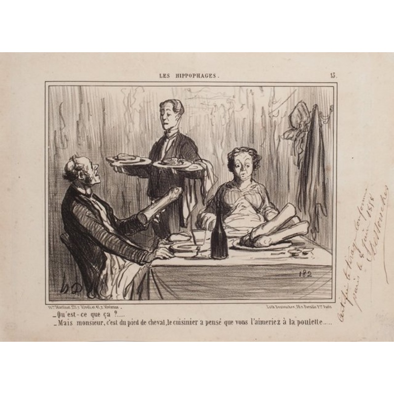 Honor Daumier – Quest-ce-que a? () – Lithograph – 1858 for sale at Pamono