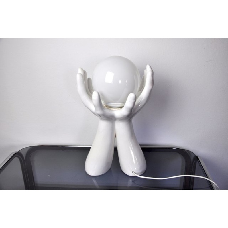 Mains Lamp in White Ceramic, France, 1980 for sale at Pamono