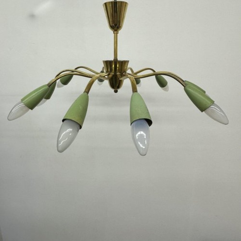 Mid-Century Brass Spider Ceiling Lamp, 1950s for sale at Pamono