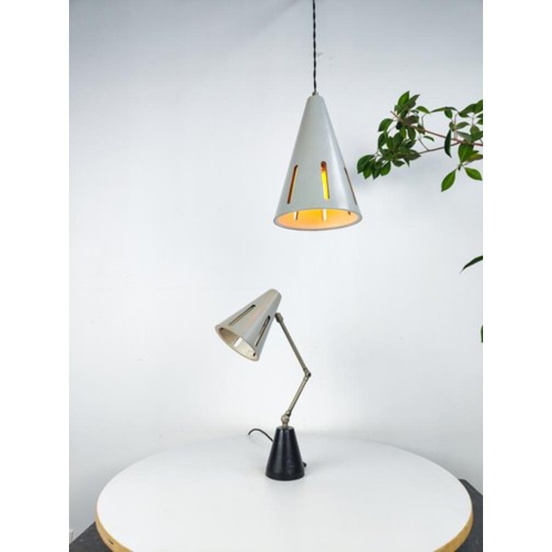 Mid-Century Pendant and Desk Light Solar Series by H. Th. J. A. Busquet for Hala Zeist, 1950s, Set of 2 for sale at Pamono