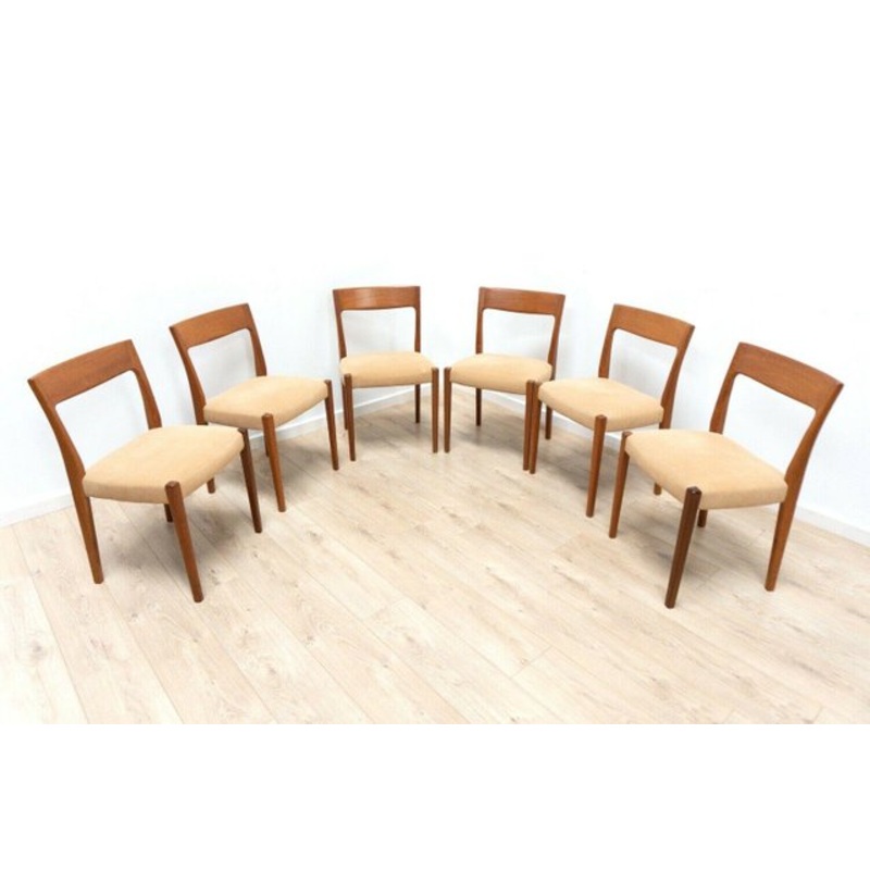Mid-Century Teak Kontiki Dining Chairs by Yngve Ekstrom for Troeds, Set of 6 for sale at Pamono