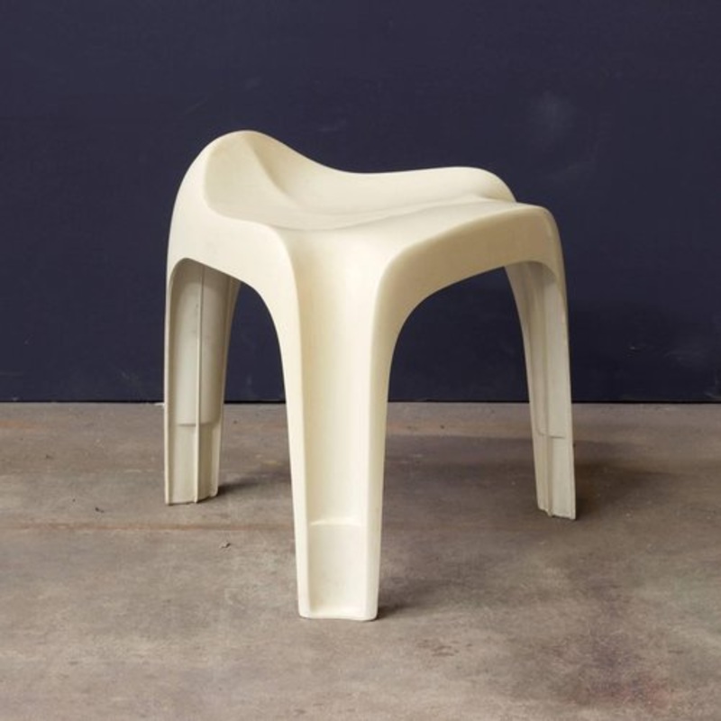 Organic White Plastic Stool, 1970s for sale at Pamono