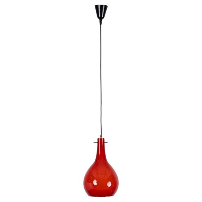 Red Murano Cased Glass and Brass Pendant from Stilnovo, 1950s for sale at Pamono