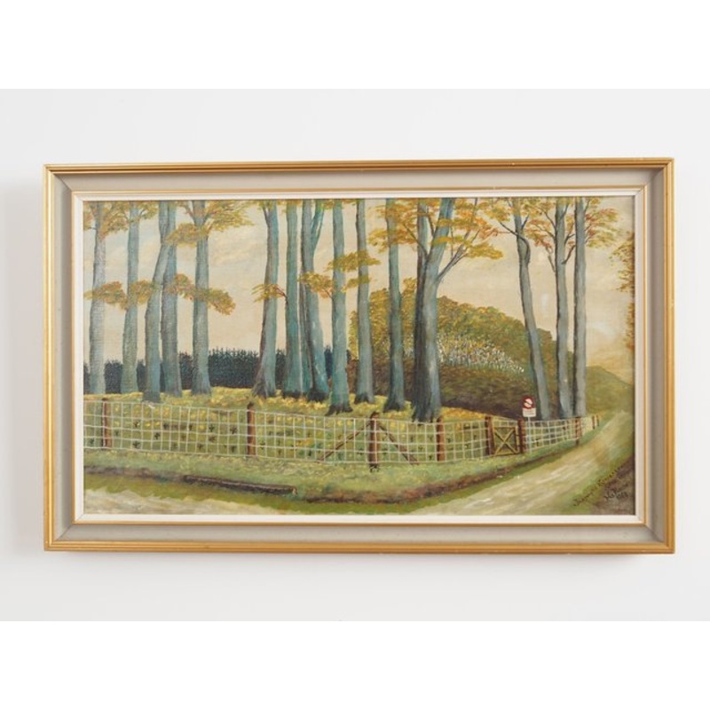 Scandinavian Artist, The Road to the Forest, 1960s, Oil on Canvas, Framed for sale at Pamono