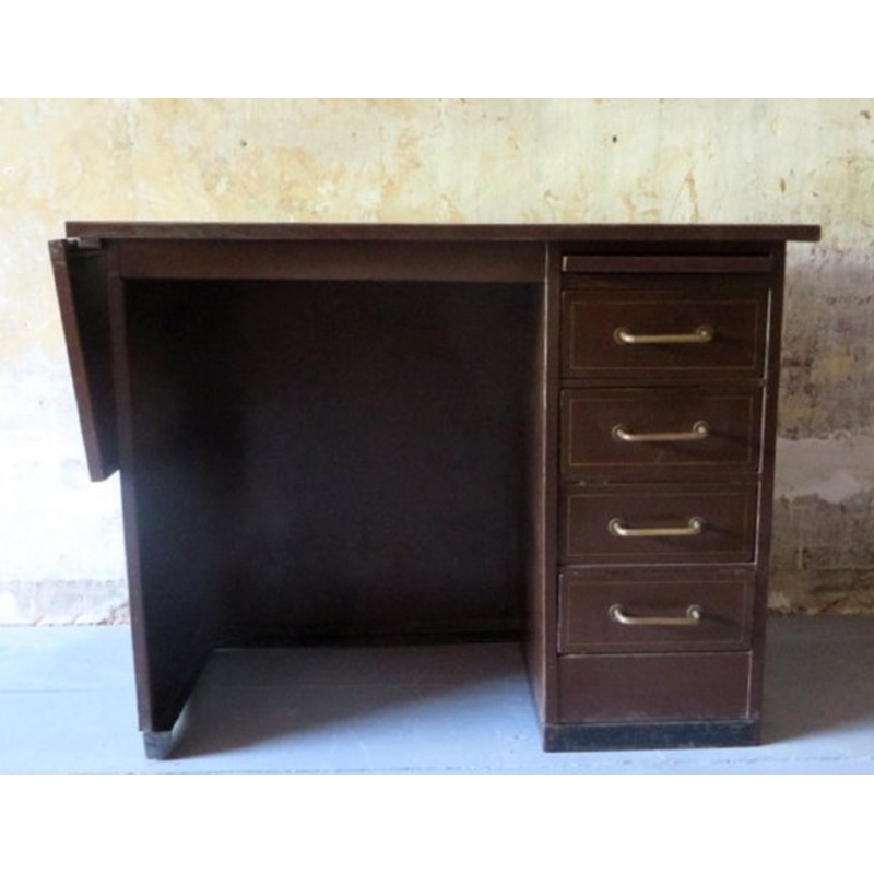 Small Metal Desk with Extension Flap from Roneo, 1920s for sale at Pamono