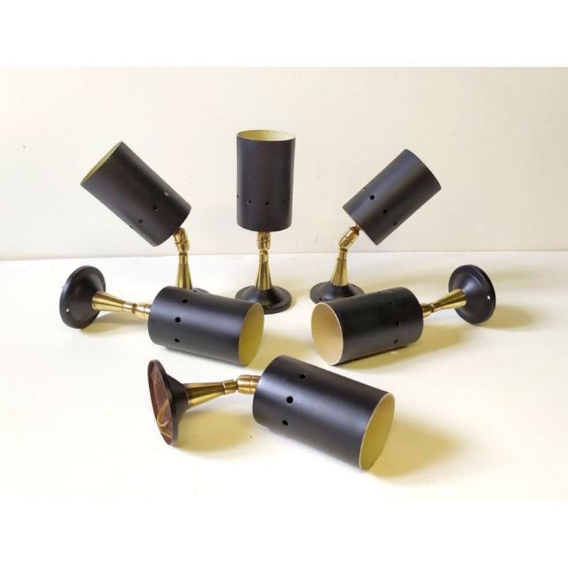 Small Spotlight Lamps in the style of Stilnovo, 1950s, Set of 6 for sale at Pamono