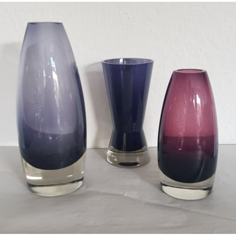 Vases by Tamara Aladin for Riihimki / Riihimen Lasi Oy, 1970s, Set of 3 for sale at Pamono