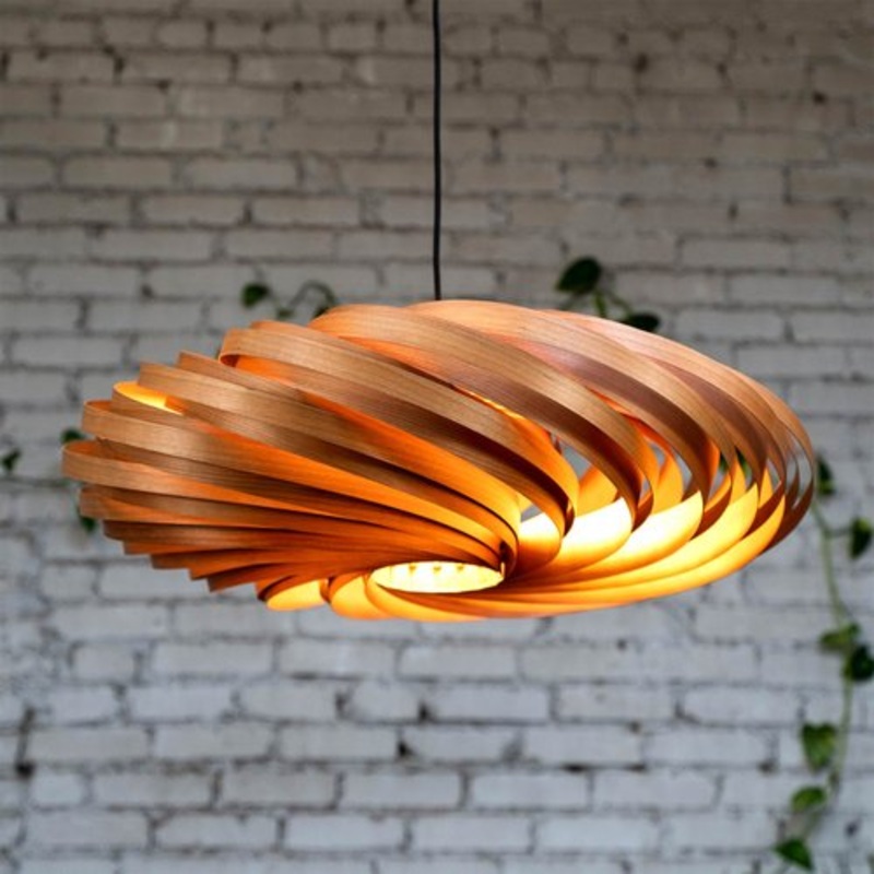 Veneria Cherry Wood Hanging Lamp for sale at Pamono