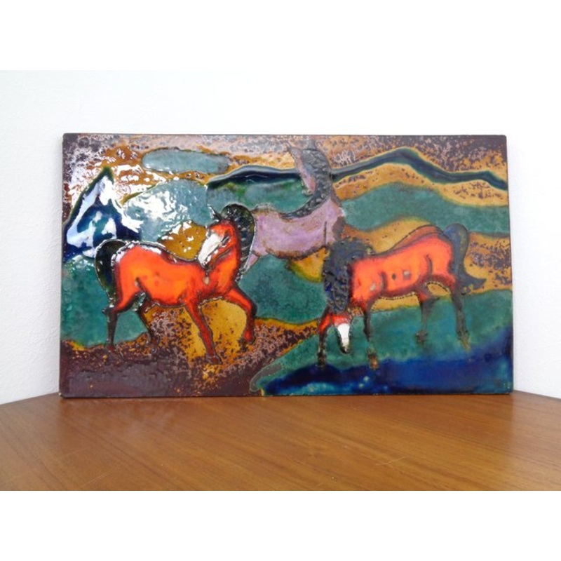 Vintage Ceramic 772 Plate with Horses from Ruscha, 1970s for sale at Pamono