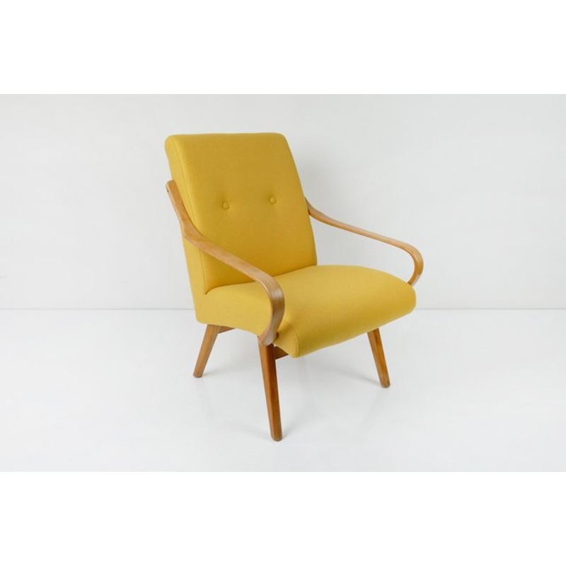 Vintage Mid-Century Yellow Wool Armchair, 1960s for sale at Pamono