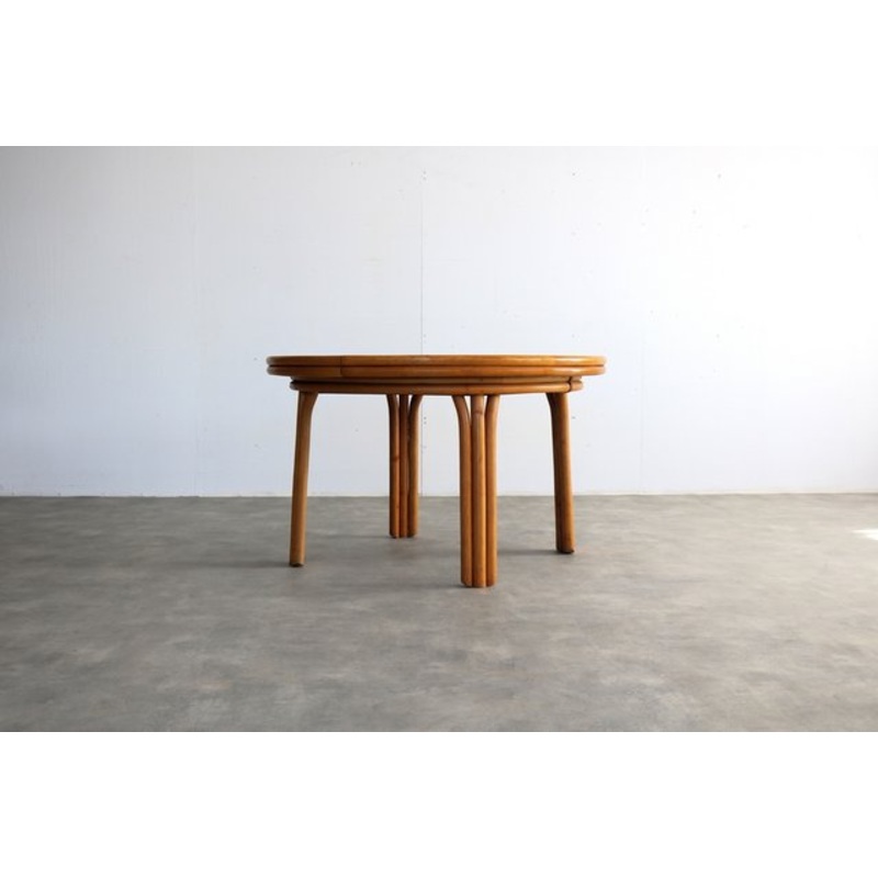 Vintage Teak and Bamboo Extendable Dining Table, 1960s for sale at Pamono