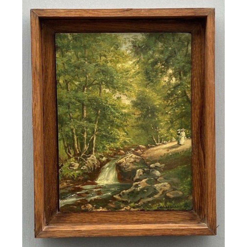 Walk of the Artists, Sous-Bois de Spa, 20th Century, Oil on Panel, Framed for sale at Pamono