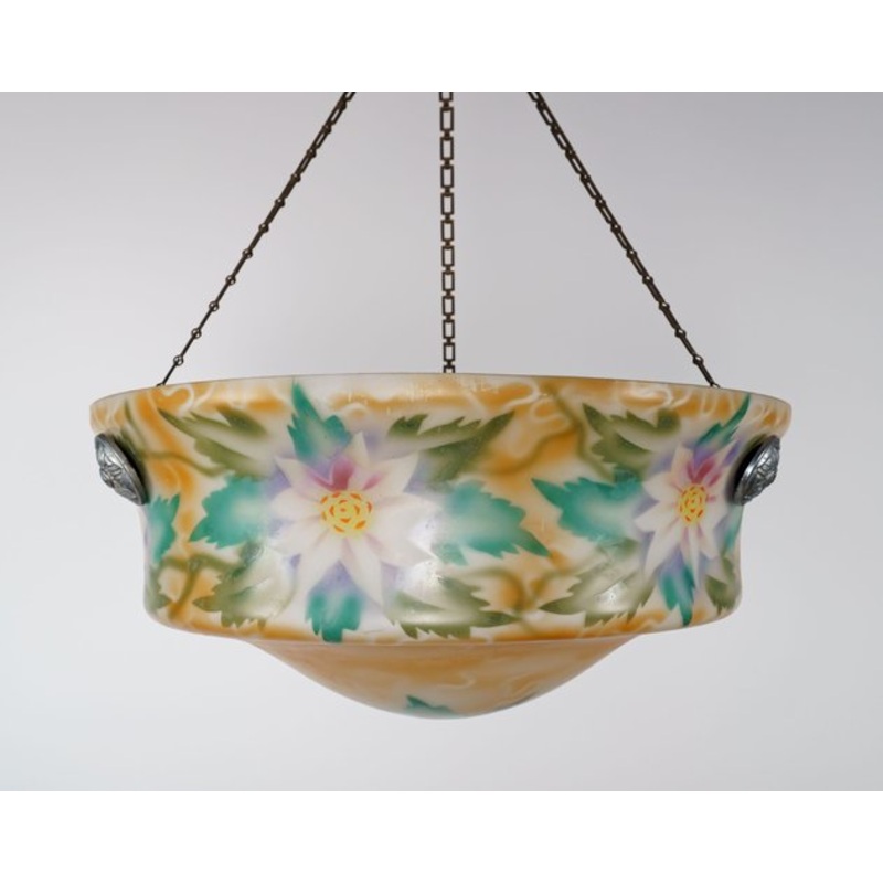 Art Deco Spritzdekor Opaline Glass Pendant Lamp, 1920s for sale at Pamono