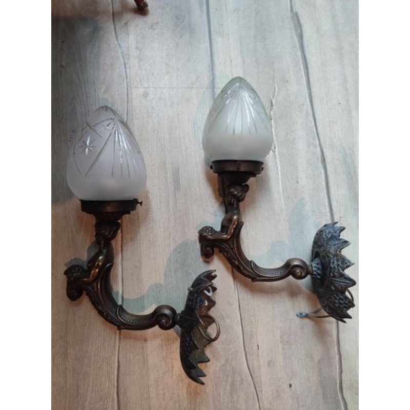 Art Deco Wall Lamp in Brass, 1920s for sale at Pamono