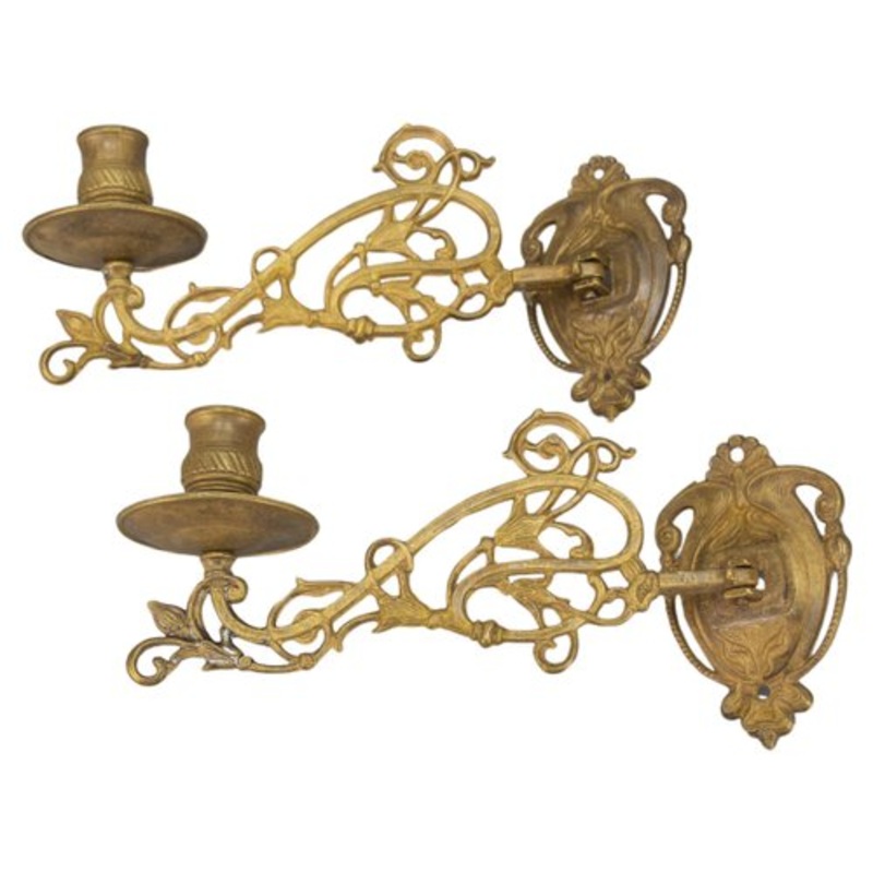 Art Nouveau French Piano Candleholders, 1950s, Set of 2 for sale at Pamono
