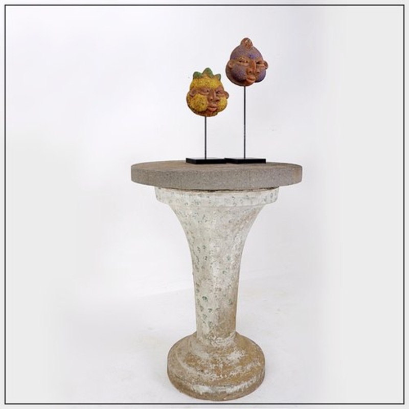 Cast Stone Round Top Pedestal Garden Table, 1958 for sale at Pamono