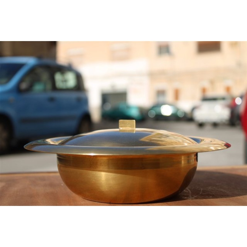 Circular Tobacco Box in Brass, Italy, 1950s for sale at Pamono