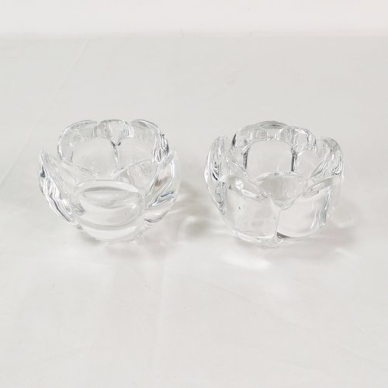 Crystal Candlesticks from Royal Copenhagen, Denmark, 1980s, Set of 2 for sale at Pamono