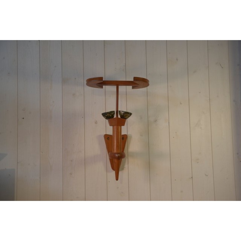 French Wall Lamp in Oak and Ceramic by Danikowski for Guillerme and Chambron, 1950s for sale at Pamono