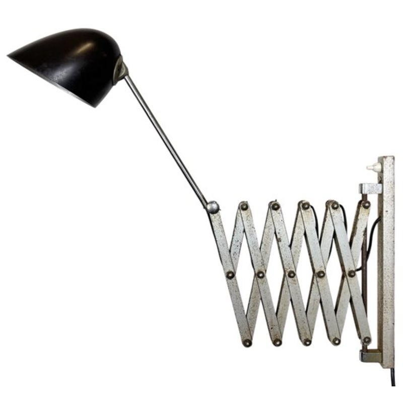 Industrial Midcentury Scissor Wall Lamp, 1950s for sale at Pamono