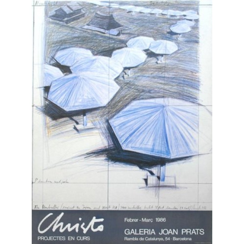 Joan Prats Gallery Poster with Beach Umbrella Sketch after Christo for sale at Pamono