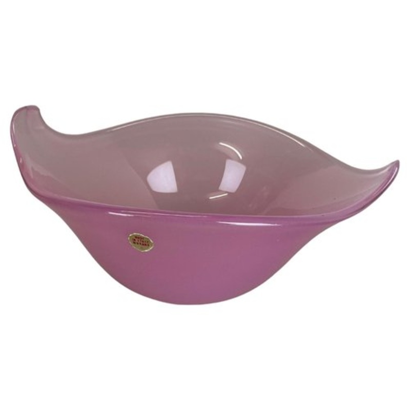 Large Italian Shell Bowl in Pink Opaline Murano Glass, 1970s for sale at Pamono