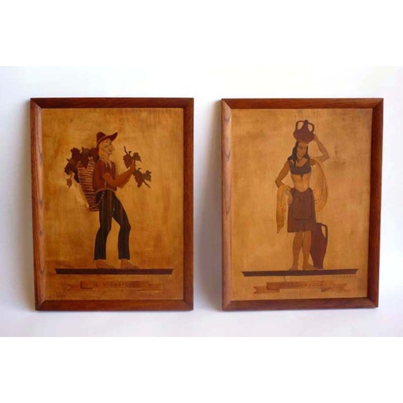 Marquetry Inlaid Works by Pietro Francesco, 1930s, Set of 2 for sale at Pamono
