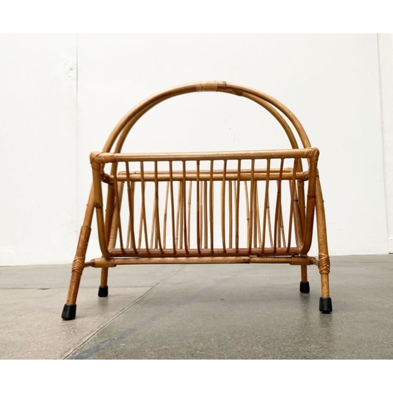 Mid-Century Bamboo Magazine Holder, 1960s for sale at Pamono