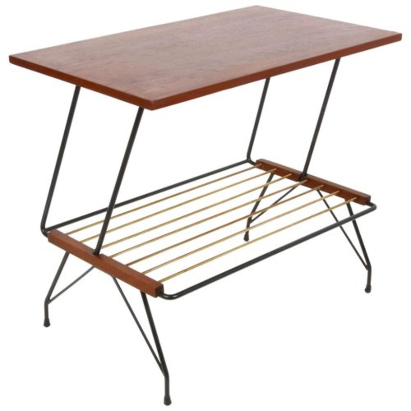 Mid-Century Italian Coffee Table with Brass Magazine Rack from Mobili Pizzetti, 1950s for sale at Pamono