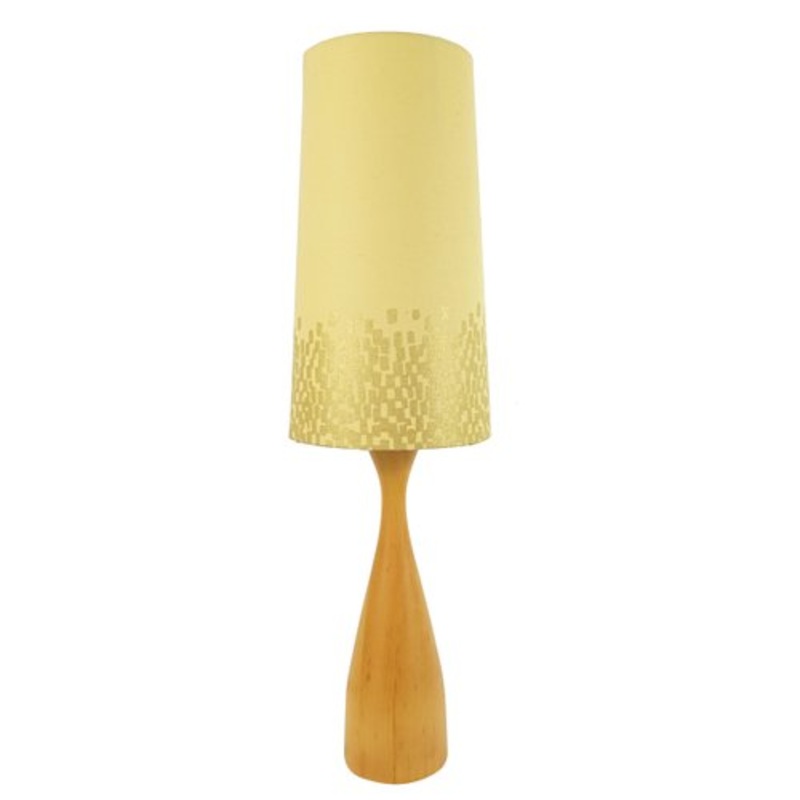 Mid-Century Scandinavian Table Lamp with Stylized Yellow-Gold Shade for sale at Pamono