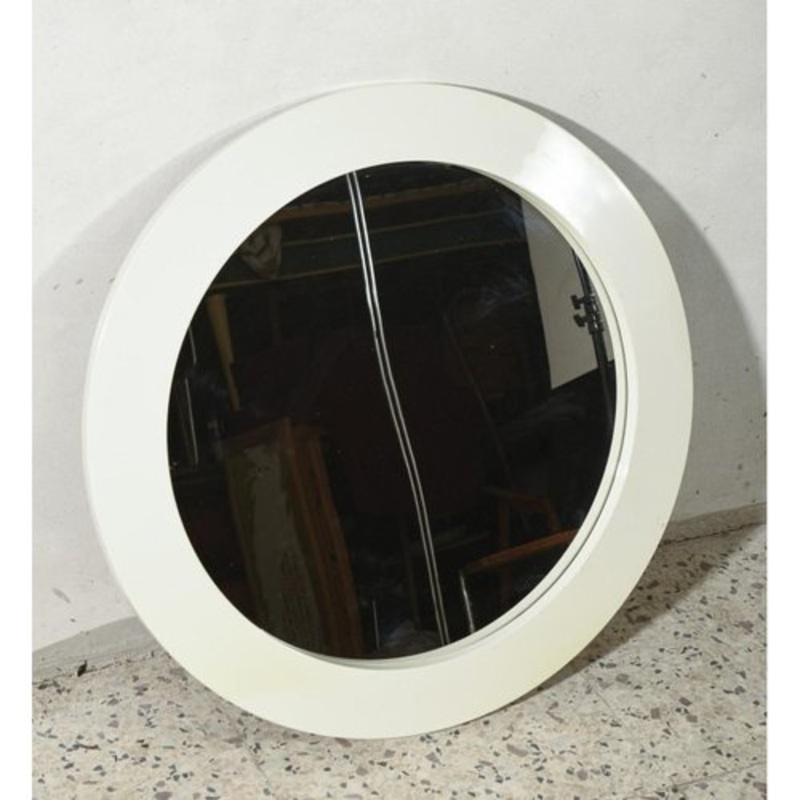Modern Plastic Round Mirror with Flared Frame for sale at Pamono