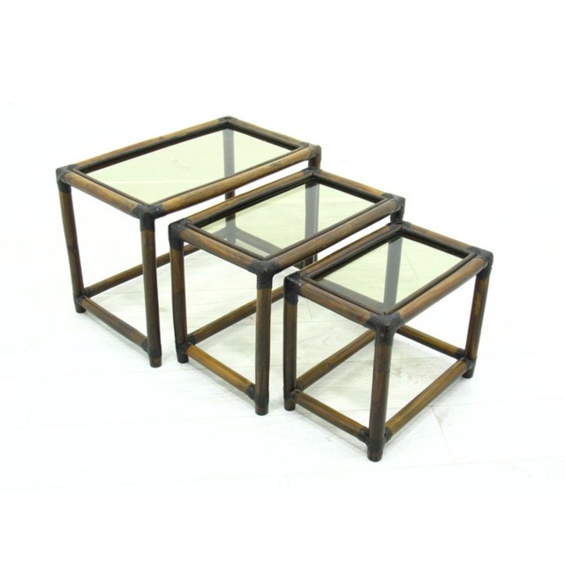 Rattan Nesting Tables, Set of 3 for sale at Pamono