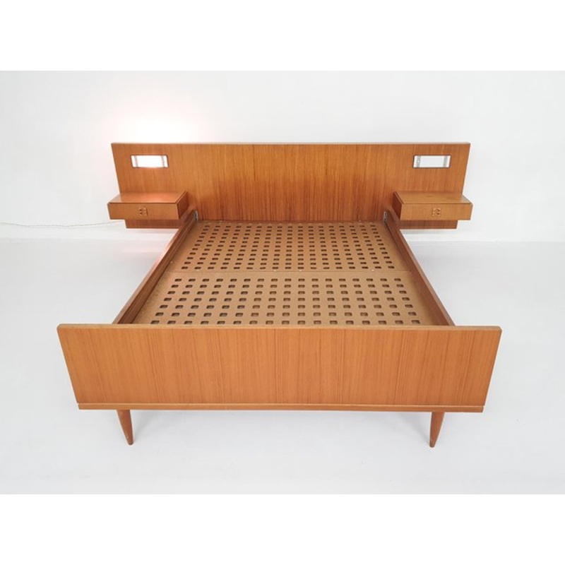 Scandinavian Teak Bed, Denmark, 1950s for sale at Pamono