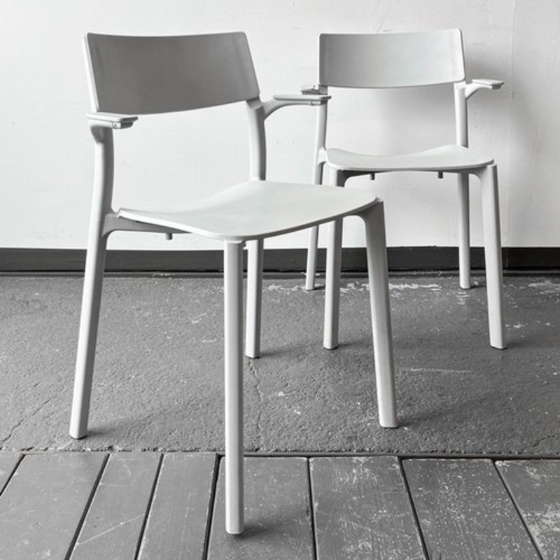 Set of Vintage light Gray Tone Polypropylene Chairs for sale at Pamono