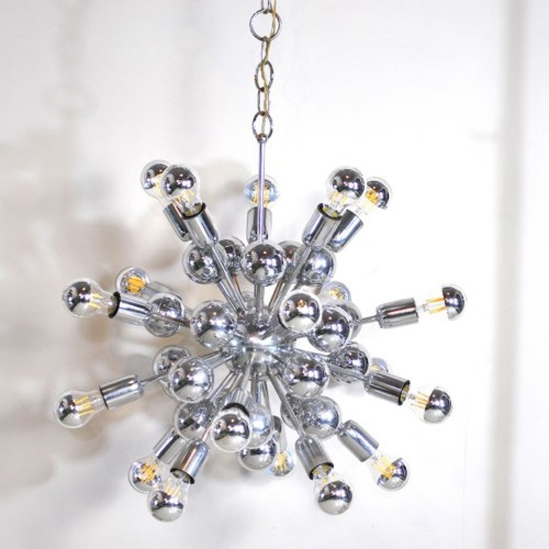 Sputnik Chromed Steel Ceiling Lamp from Reggiani, 1960s for sale at Pamono
