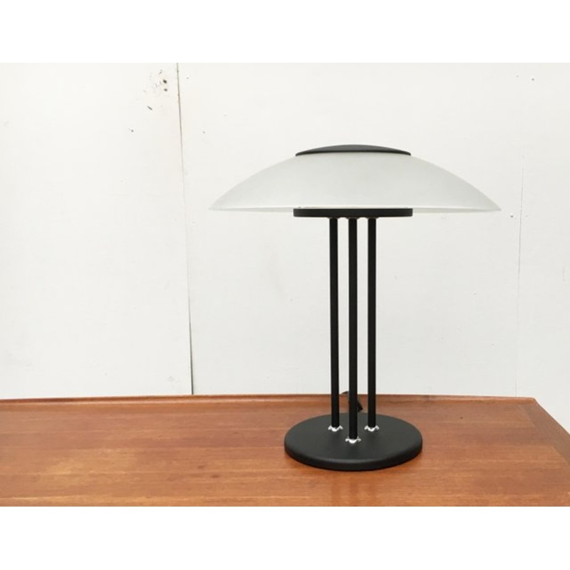 Vintage Postmodern Glass & Metal Table Lamp for sale at Pamono