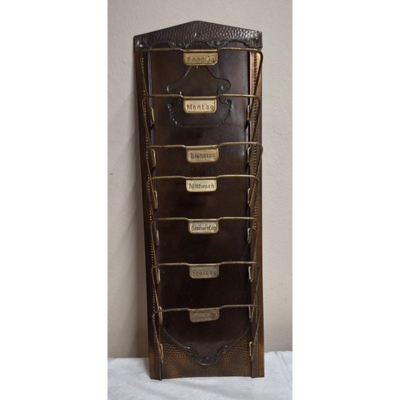 Art Nouveau German Newspaper Holder in Embossed Metal, 1890s for sale at Pamono