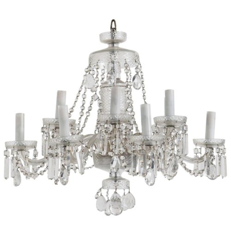 Beaded Crystal Two Tiers Chandelier from Bohemia, 1940s for sale at Pamono