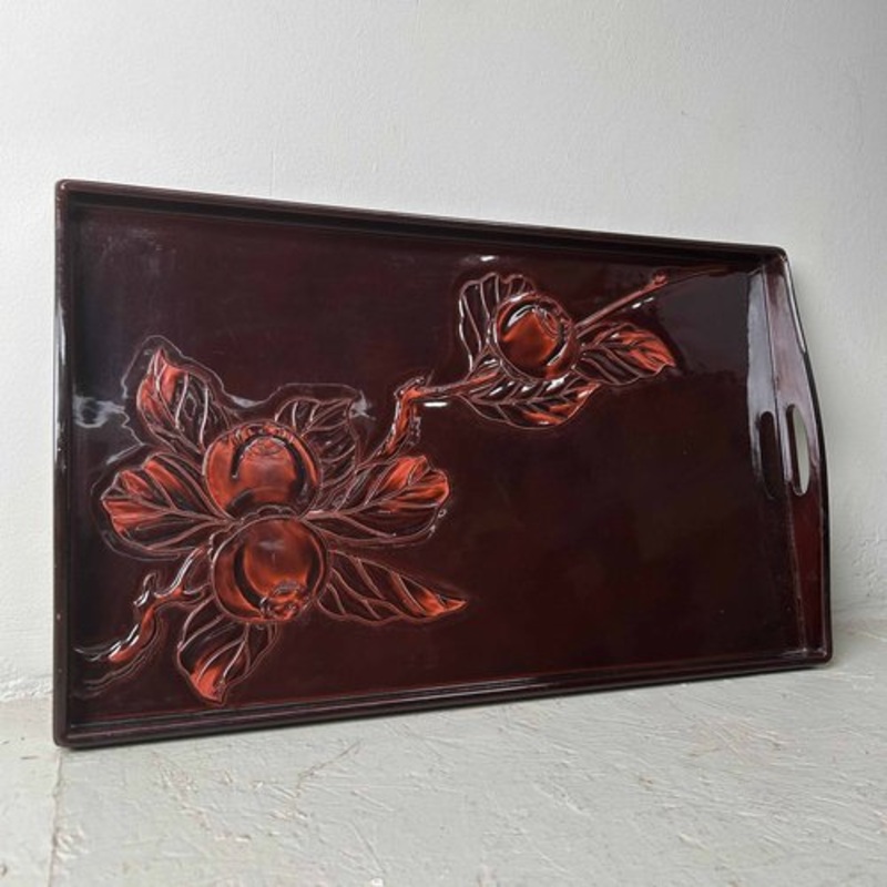 Early Shwa Era Lacquered Carved Wood Tray, Japan, 1920s for sale at Pamono