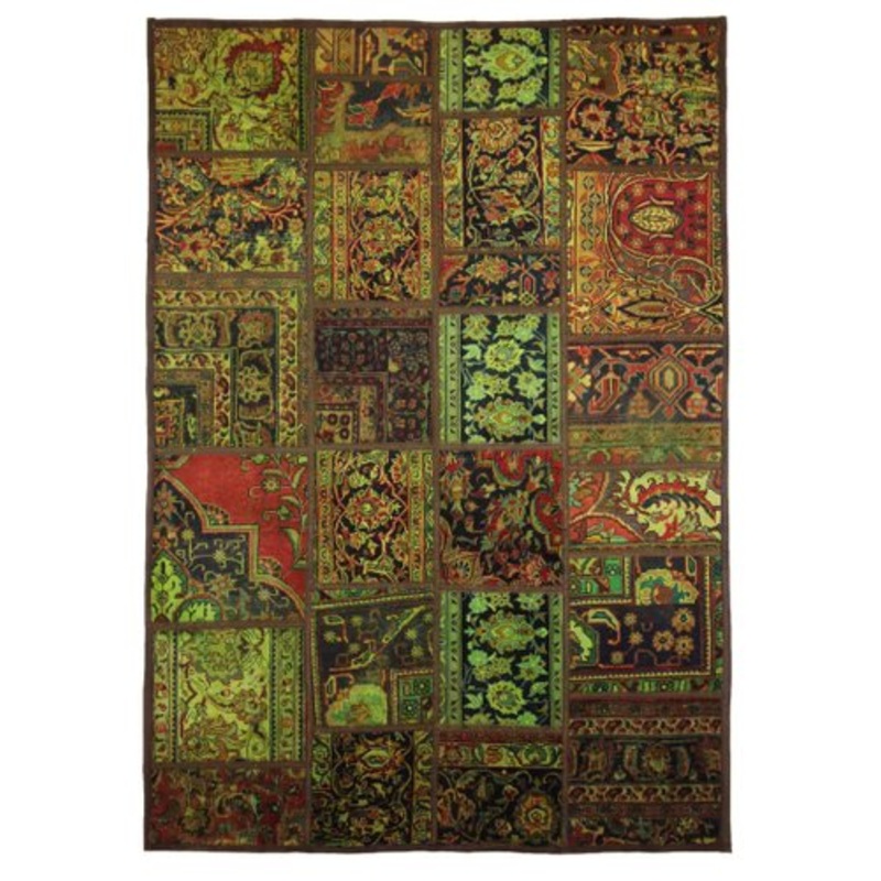 Hand-Knotted Middle Eastern Patchwork Rug with Geometric Shapes for sale at Pamono