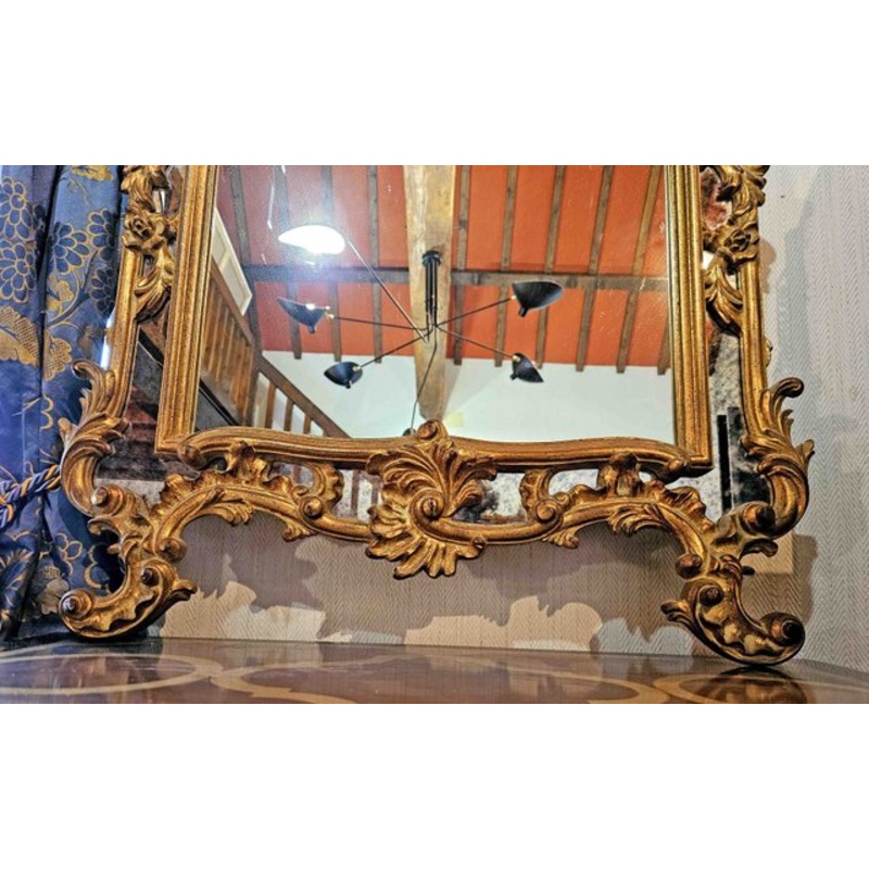 Large St Louis XV Golden Mirror with Beads, 1960s for sale at Pamono