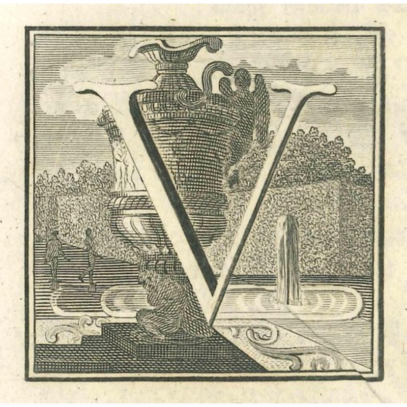 Luigi Vanvitelli, Letter V, Etching, 18th Century for sale at Pamono