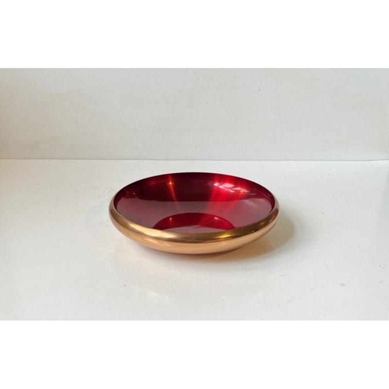 Midcentury Copper and Enamel Bowl by Odel Kobber, Norway, 1960s for sale at Pamono
