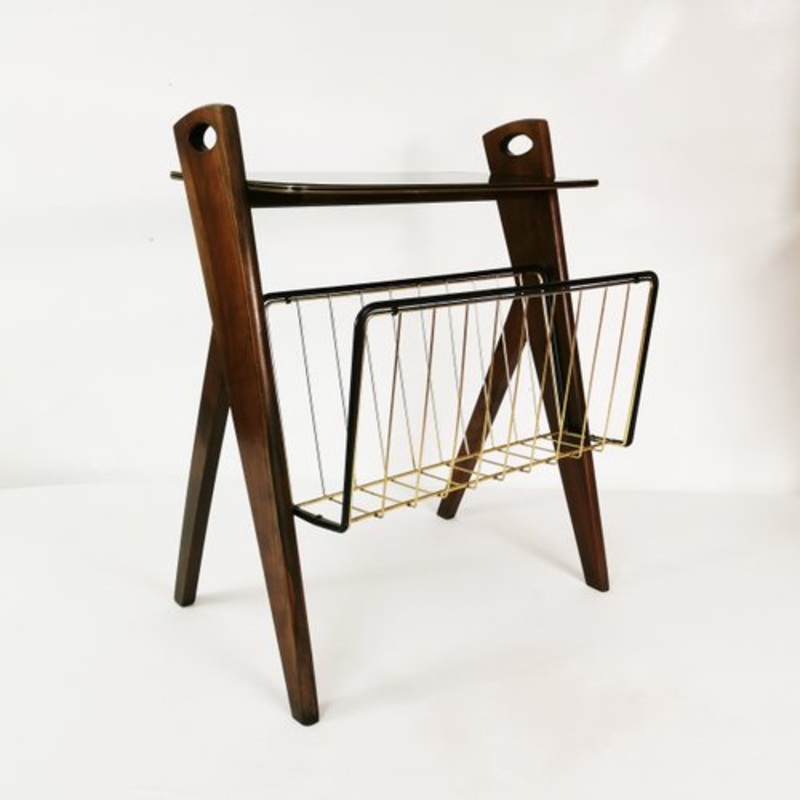 Modernist Side Table with Newspaper Rack from Ilse Mobel, Germany, 1960s for sale at Pamono