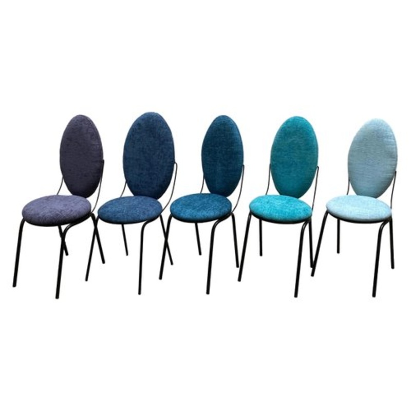 Oval Backrest Chairs, Italy, 1960s, Set of 5 for sale at Pamono