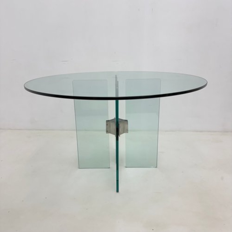 Round Glass Dining Table by Peter Ghyczy, 1970s for sale at Pamono